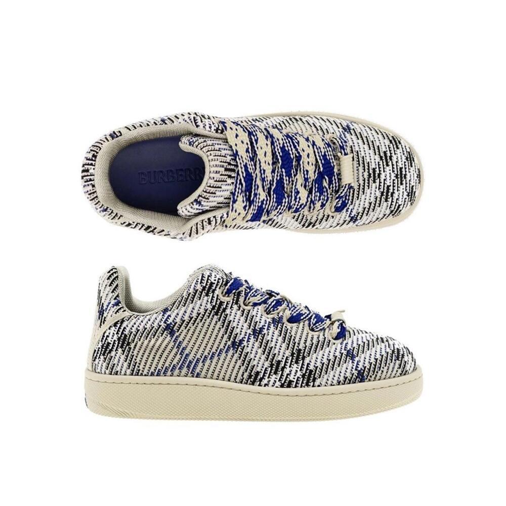 $890 Burberry Knit Box Sneakers Men Lichen Ip Check Size 8 /41 - Picture 4 of 16